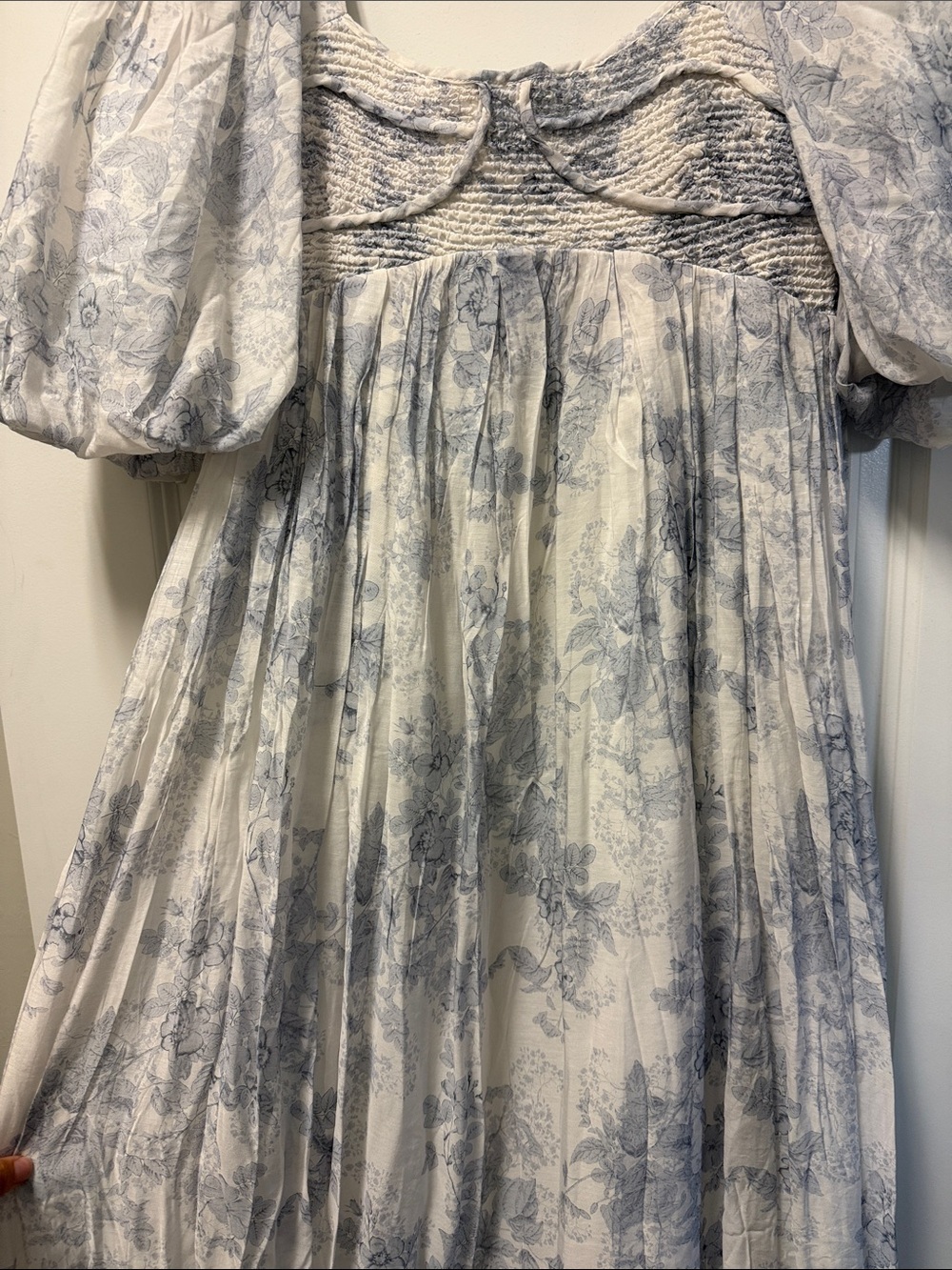 NWT Blue Floral Midi Smocked Dress - Picture 6 of 9